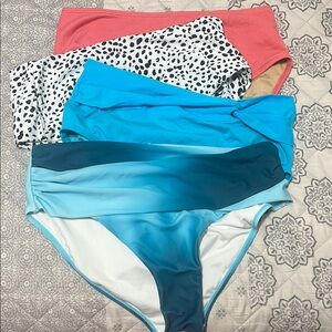 Stylish Women's Swimwear Set - Turquoise/Blue, Coral, Black & White Size L